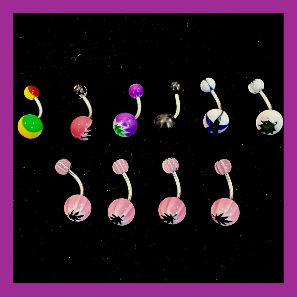 10 ASSORTED BELLY BUTTON RINGS-SURGICAL STEEL-NAVEL PIERCING-NEW